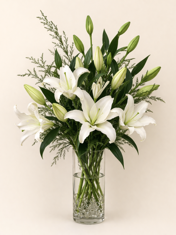 Lirios con florero