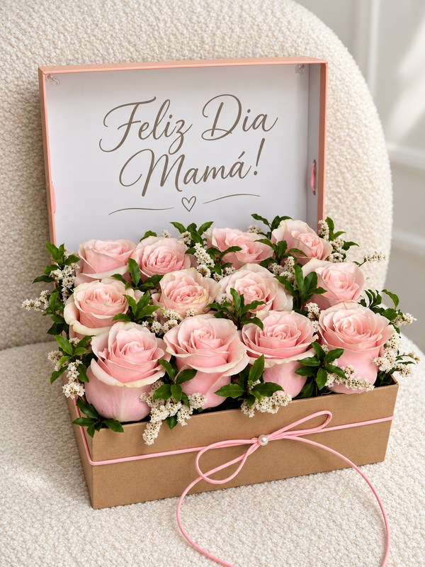 Lady Box — Box de 12 Rosas Rosadas