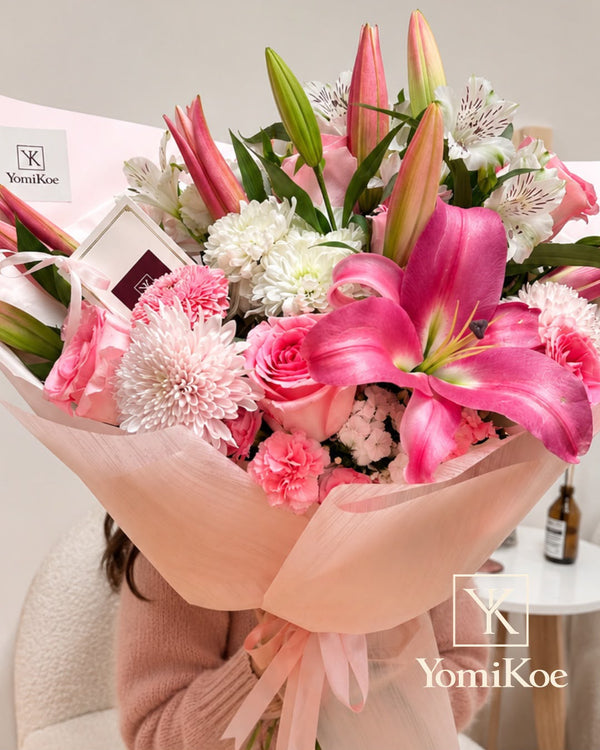 Rosé Lilium — Ramo Grande de Lirios y Rosas