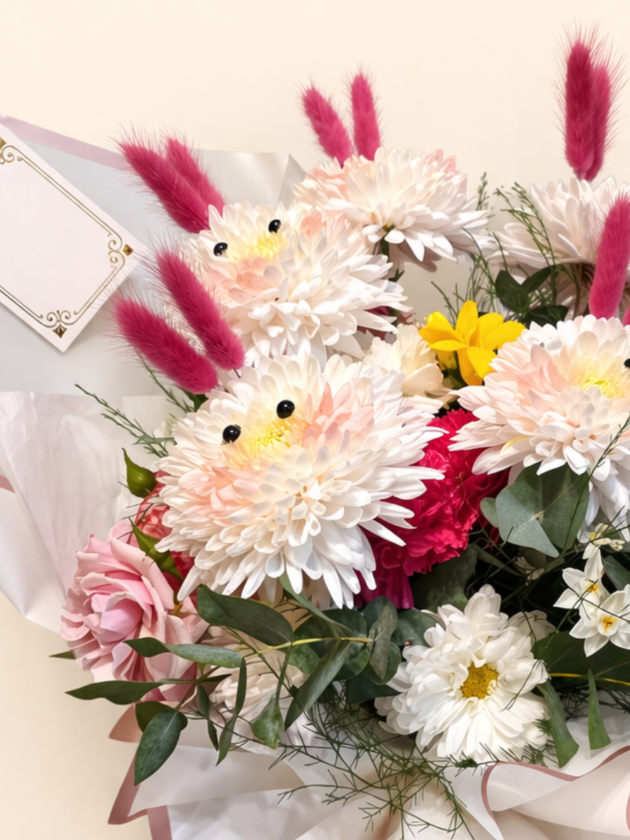 Bunny Floral — Ramo Artesanal con Forma de Conejitos